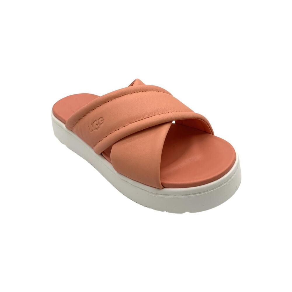 UGG Coral Cross-Band Slide Sandals with White Platform Sole